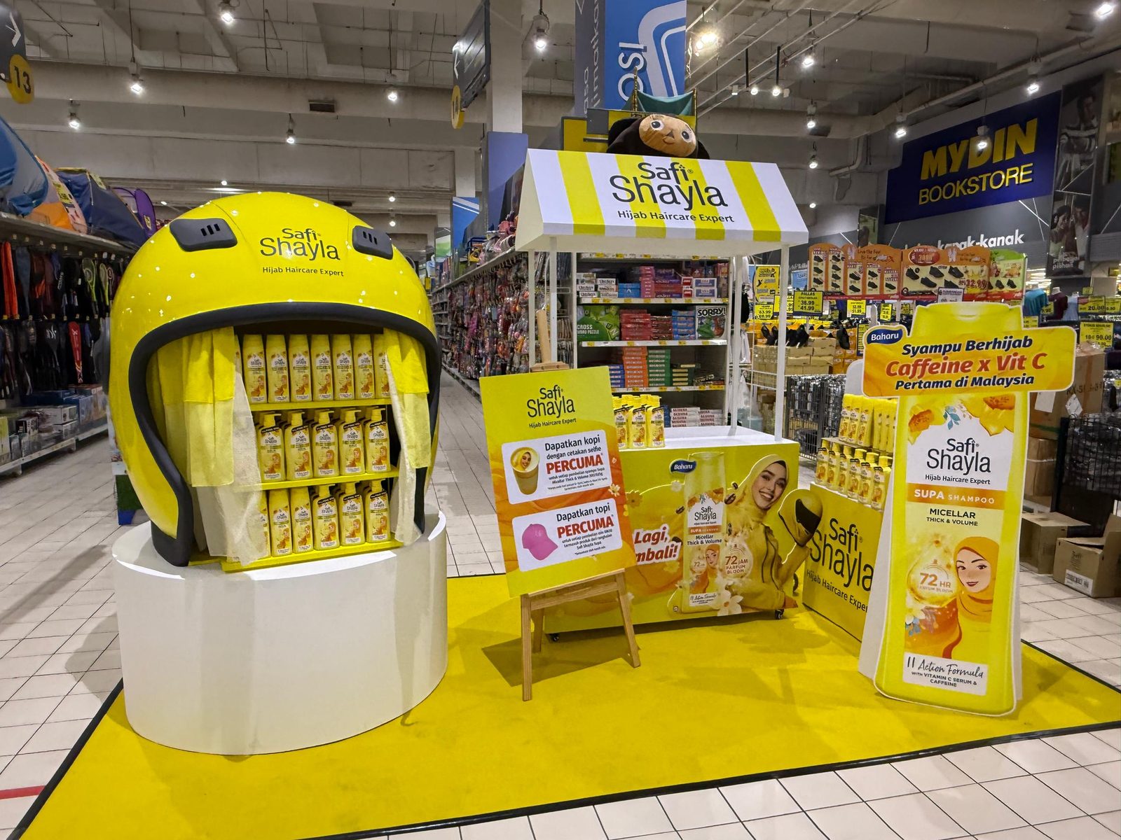 Safi Shayla caffeine shampoo launch booth with dome product display